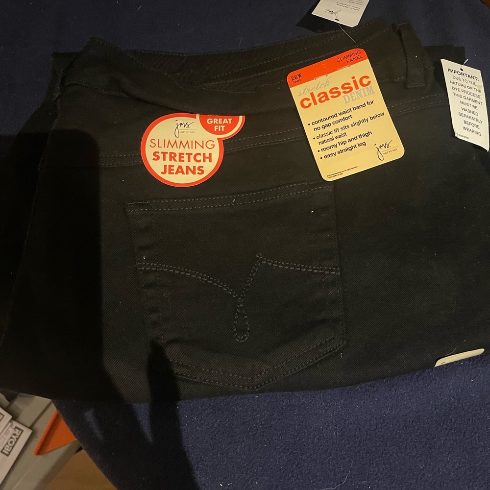 Just My Size Black Slimming Stretch Jeans - Classic Fit